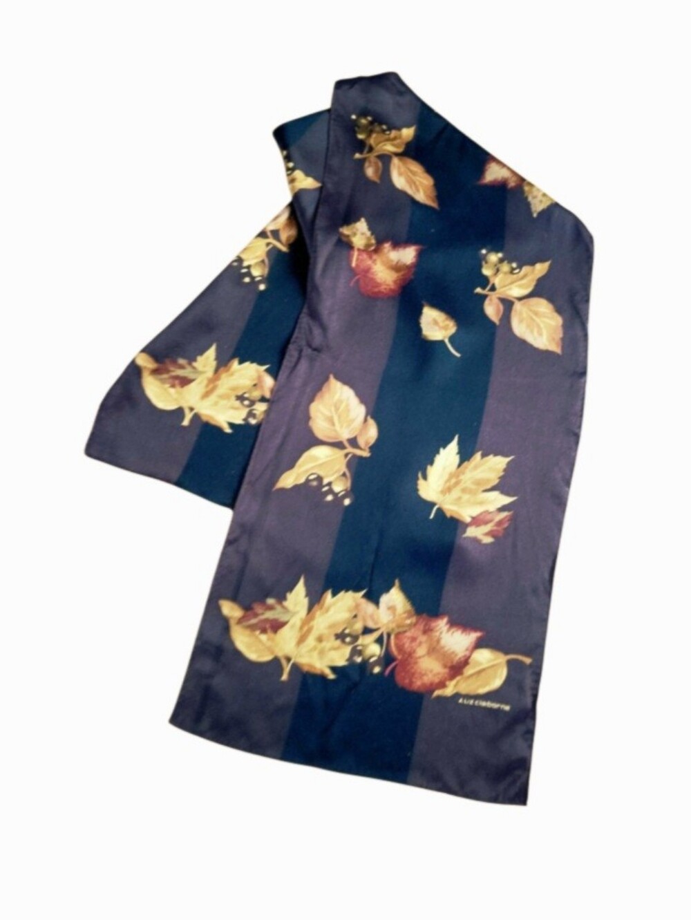 Vintage Liz Claiborne 100% Silk Autumn Leaf Rectangle Scarf